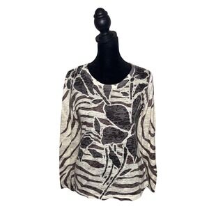 Before + Again Burnout Sheer Top Brown‎ Size S Layering Earthy BOHO Animal Print